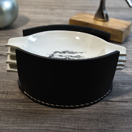 4er Set Porzellan Aschenbecher - Motiv: Historische Lokomotiven