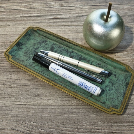 Schreibtischablage, grün patiniert  Early Century Büro