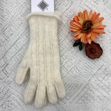 Original Orenburger Damen-Finger-Handschuhe, weiss