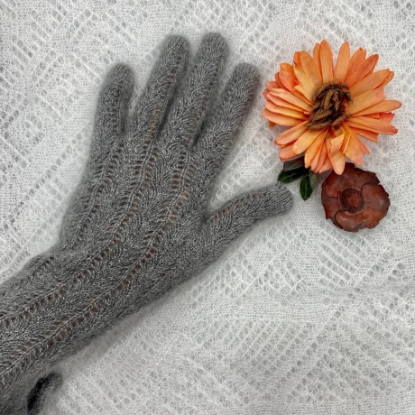 Original Orenburger Damen-Finger-Handschuhe, grau