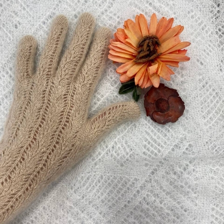 Original Orenburger Damen-Finger-Handschuhe, beige