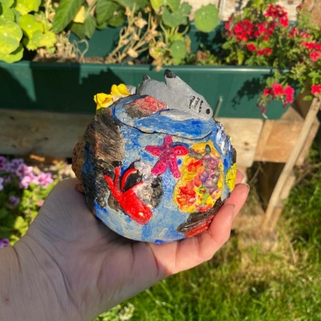 ceramic jar coralreef handmade
