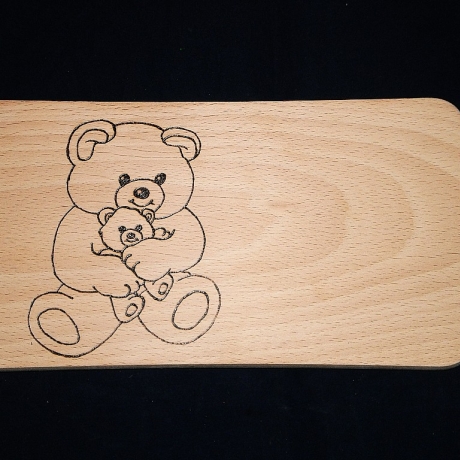 Frühstücksbrettchen mit Brandmalmotiv: Teddybär