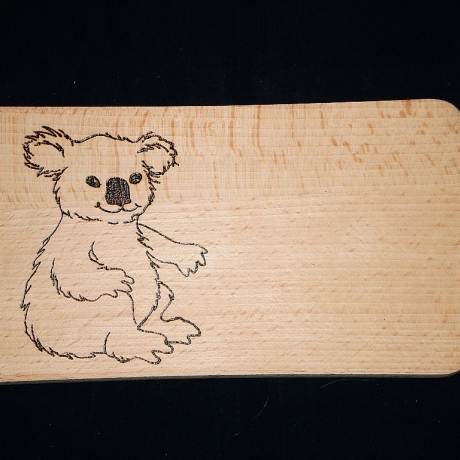 Frühstücksbrettchen mit Brandmalmotiv: Koalabär 