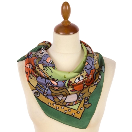 Original-Pavlovo-Schal, 65 x 65 cm, Seide, ohne Fransen