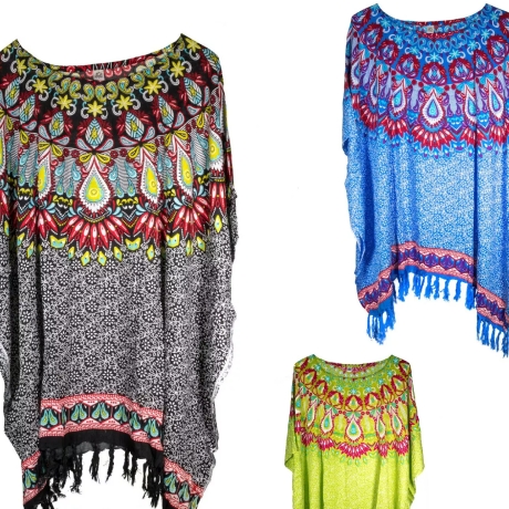 Damen-Kaftan, Handarbeit aus Bali, bunt, Größe 110x88 cm
