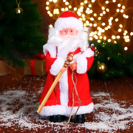 Santa Claus  mit Stab, rot, handgearbeitet, Größe 27 cm