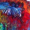 Couchtisch Acryl Pouring Handarbeit bunt rot blau weiß gelb grün