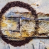 Mixed Media, Leinwand, Abstrakte Acrylmalerei, blau weiß orange