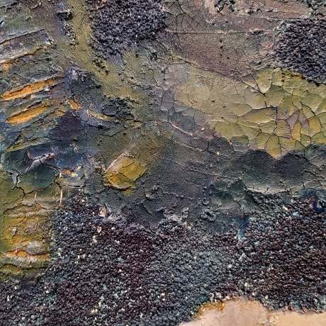 Mixed Media, Leinwand, Abstrakte Acrylmalerei, blau weiß orange