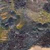 Mixed Media, Leinwand, Abstrakte Acrylmalerei, blau weiß orange