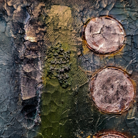 Mixed Media, Leinwand, Abstrakte Acrylmalerei, blau weiß orange