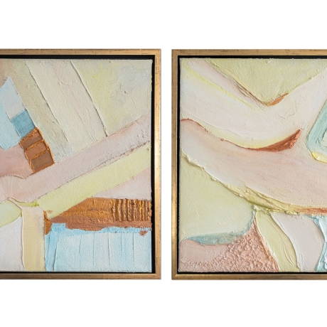 Diptychon abstrakt 2-teiliges Bilderset Acryl Schattenfugenrahmen