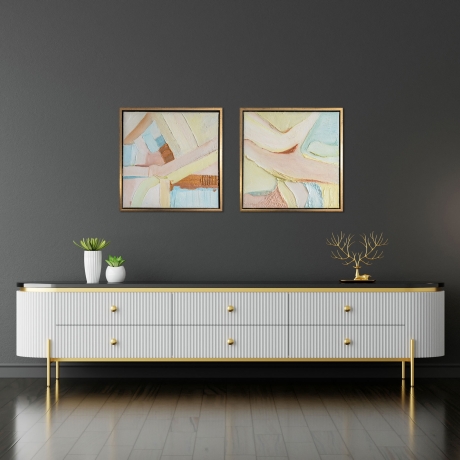 Diptychon abstrakt 2-teiliges Bilderset Acryl Schattenfugenrahmen