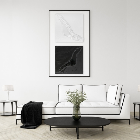 Schwarz-Weiß-Harmonie: Diptychon in Acryl und Epoxidharz – Unikat