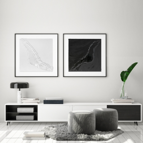 Schwarz-Weiß-Harmonie: Diptychon in Acryl und Epoxidharz – Unikat