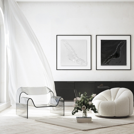 Schwarz-Weiß-Harmonie: Diptychon in Acryl und Epoxidharz – Unikat