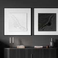 Schwarz-Weiß-Harmonie: Diptychon in Acryl und Epoxidharz – Unikat