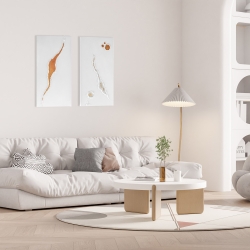 Weiß-Gold-Harmonie: Diptychon in Acryl und Epoxidharz – Unikat