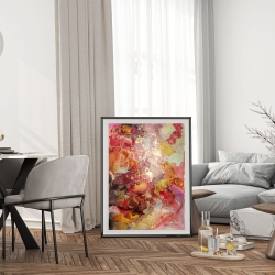 “Dancing Lights” Alcohol Ink Kunst Rot-, Pink-, Gelb- & Lilatöne