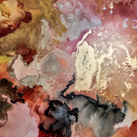 Radiant Symphony Alcohol Ink Kunst Rot-, Pink-, Gelb- & Lilatöne