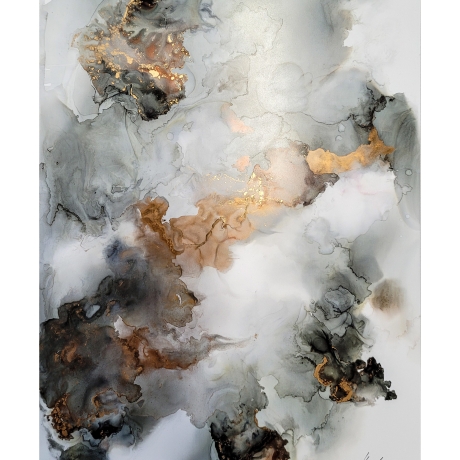 “Golden Shadows” Alkohol Ink Schwarz, Grau, Gold, Weiß