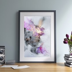 “Whispering Colors” Alkohol Ink Bild Rosa-, Pink, Lila, Gold