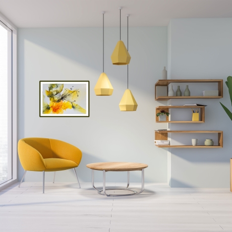 “Nature Harmony” - Alkohol Ink Bild, Gelb, Grün, Gold