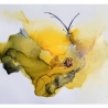 “Butterfly Whisper”- Alkohol Ink Bild, Gelb, Grün, Gold