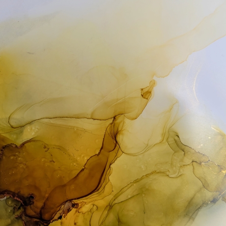 “Butterfly Whisper”- Alkohol Ink Bild, Gelb, Grün, Gold