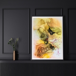 „Golden Essence“ – Abstraktes Alcohol Ink Kunstwerk 