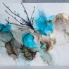 “Azure Glow” Alcohol Ink Kunstwerk Türkis mit Goldeffekten