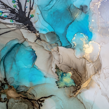 “Azure Glow” Alcohol Ink Kunstwerk Türkis mit Goldeffekten