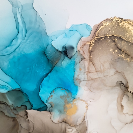 “Azure Glow” Alcohol Ink Kunstwerk Türkis mit Goldeffekten