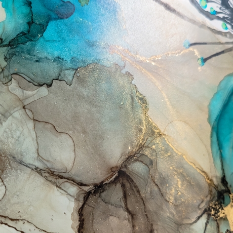 “Azure Glow” Alcohol Ink Kunstwerk Türkis mit Goldeffekten