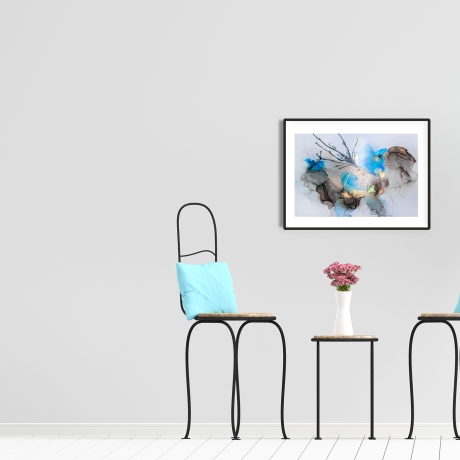 “Azure Glow” Alcohol Ink Kunstwerk Türkis mit Goldeffekten