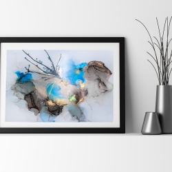 “Azure Glow” Alcohol Ink Kunstwerk Türkis mit Goldeffekten