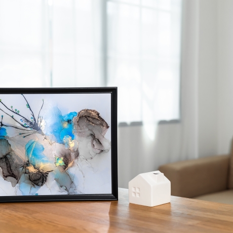 “Azure Glow” Alcohol Ink Kunstwerk Türkis mit Goldeffekten