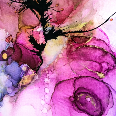 Abstraktes Alcohol-Ink Kunstwerk auf Leinwand, Unikat