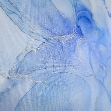 Blue Serenity Abstraktes Alcohol Kunstwerk auf Leinwand Unikat