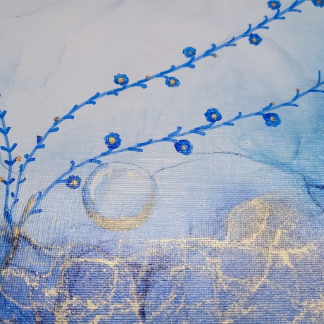 Blue Serenity Abstraktes Alcohol Kunstwerk auf Leinwand Unikat