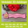 Stickdatei 3D-Anhänger PRINZESSIN, 3D-Stick, Lesezeichen