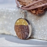 Kettenanhänger Holz – Fachwerk-Eiche mit Blattgold & Silber