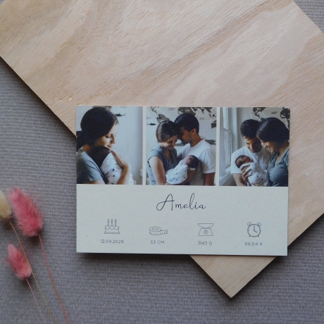 100 Dankeskarten Geburt Fantasiegrau