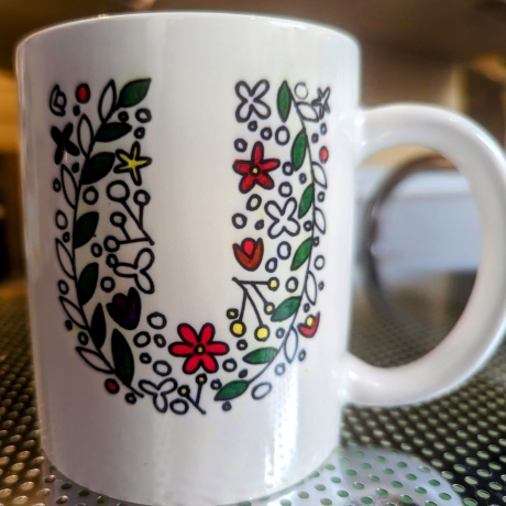 Tasse bedruckt Blumenranke