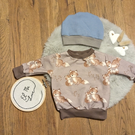 Pullover aus French Terry für Babys und Kinder mit Füchsen