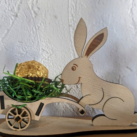 Osterhase mit Schubkarren incl. Deko (Laser)