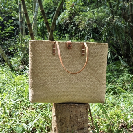 Bambus Handtasche XXL Damen 48 x 40 cm Handmade in indonesia