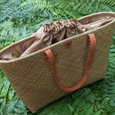 Bambus Handtasche XXL Damen 48 x 40 cm Handmade in indonesia