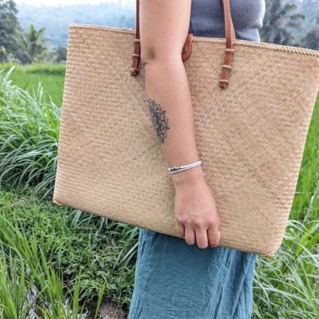 Bambus Handtasche XXL Damen 48 x 40 cm Handmade in indonesia